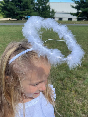White Angel Headband Feather Halo Kid or Adult Costume Accessory - Sydney So Sweet