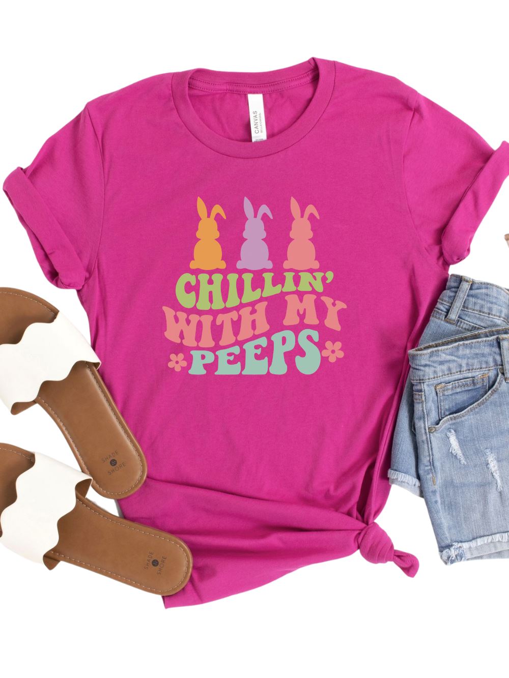 Chillin' With My Peeps Adult Short Sleeve T-Shirt for Spring & Easter - Sydney So Sweet