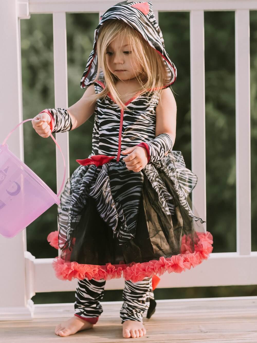 Zebra Costume, Hot Pink & Black Zebra Deluxe Hoodie Halloween Dress Up for Girls - Sydney So Sweet
