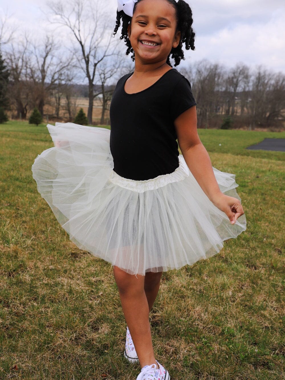 Ivory Tutu Skirt - Kids Size 3-Layer Tulle Basic Ballet Dance Costume Tutus for Girls - Sydney So Sweet
