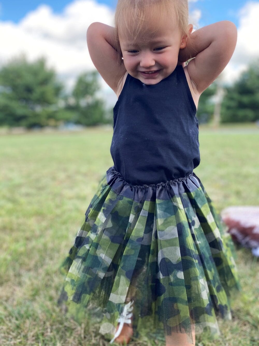 Green Camo Camouflage Tutu Skirt for Girls – 3-Layer Tulle Ballet, Dance, and Dress-Up Costume Skirt - Sydney So Sweet