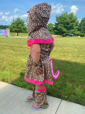 Cheetah Costume, Hot Pink Hooded Halloween Dress Up for Girls & Toddler - Sydney So Sweet