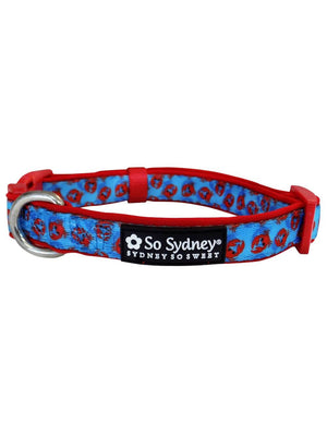 New England Crab Blue & Red Comfy Dog Collar - Sydney So Sweet