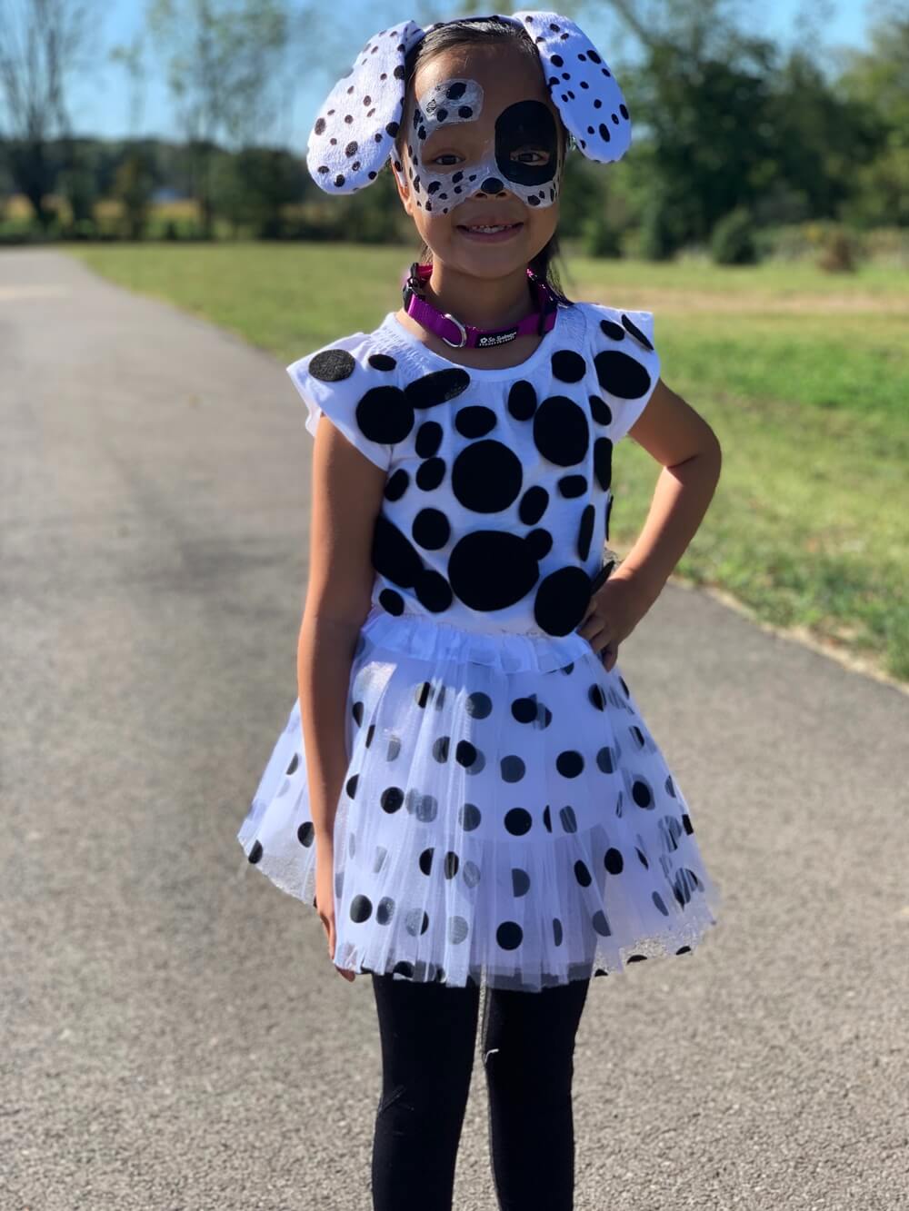 Girls Dalmatian Costume - Complete Kids Costume Set with Polka Dot Tutu, Tail, & Headband Ears - Sydney So Sweet