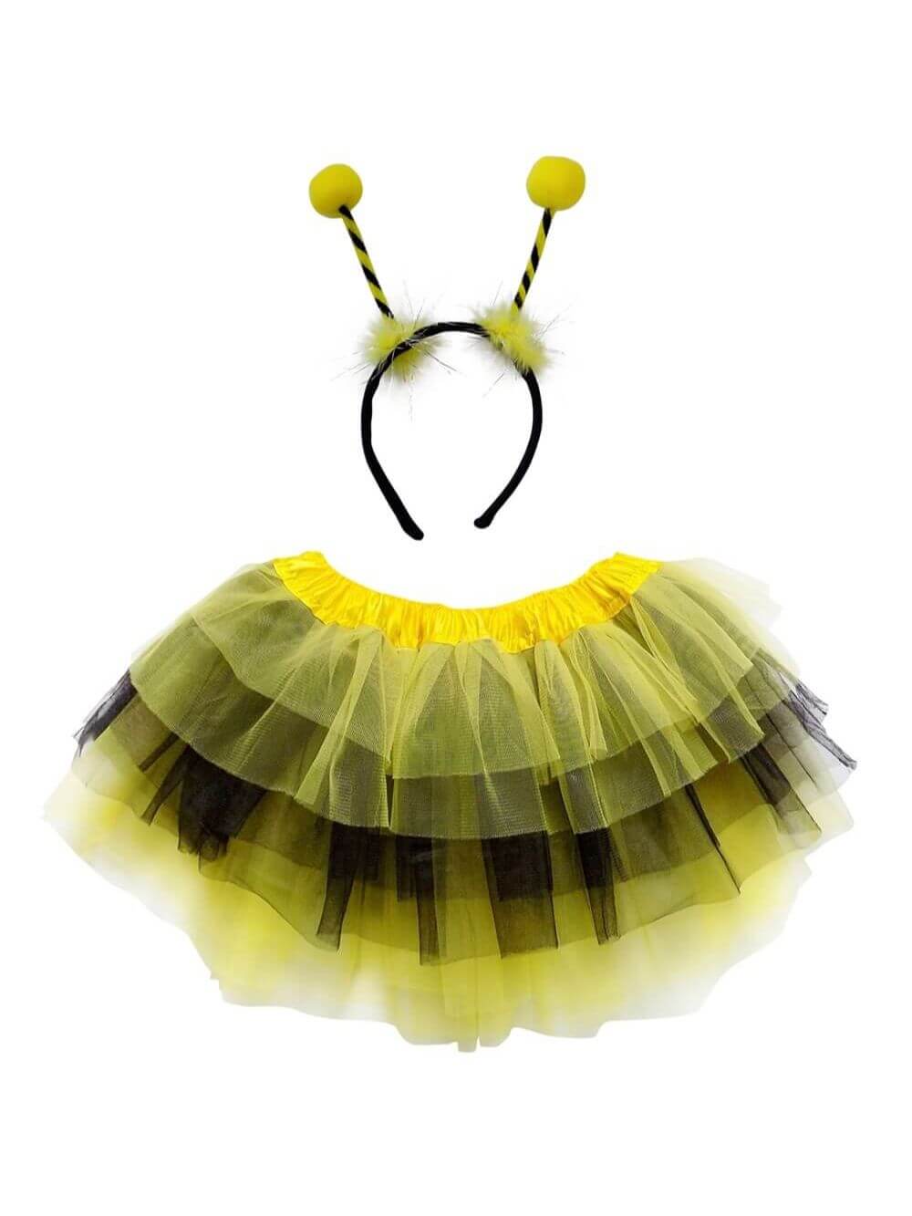 Adult Bee Costume - Black & Yellow Stripe Tutu Skirt & Headband Antenna Set for Adult or Plus Size - Sydney So Sweet