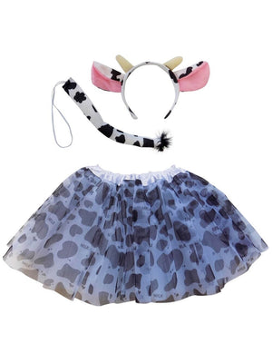 Girls Cow Costume - Complete Kids Costume Set with Tutu, Tail, & Ears - Sydney So Sweet