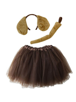 Girls Brown Puppy Costume - Complete Kids Costume Set with Tutu, Tail, & Ears - Sydney So Sweet