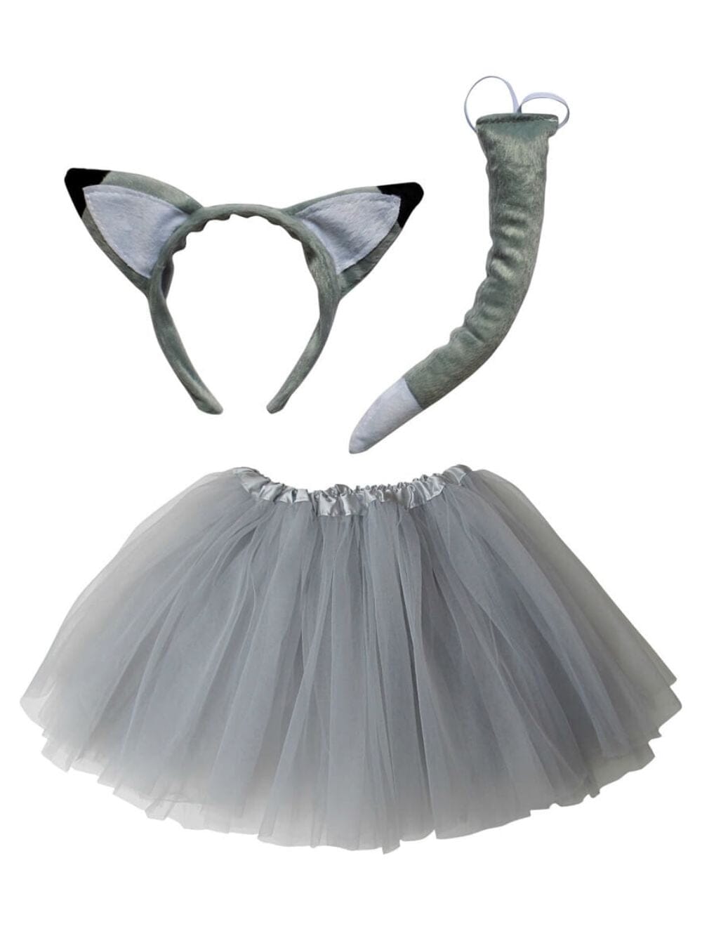 Gray Wolf Costume Set for Adults & Plus Size – Wolf Ear Headband, Gray Tutu Skirt & Tail – Halloween & Cosplay Outfit - Sydney So Sweet
