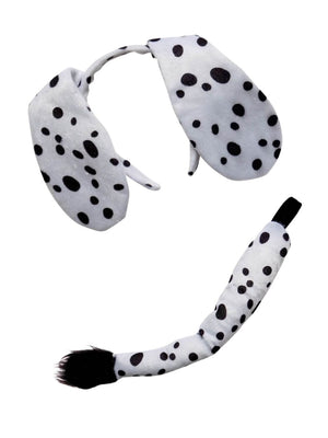 Dalmatian Ears Headband Set - Black & White Spotted Dog Headband Ears & Tail - Sydney So Sweet