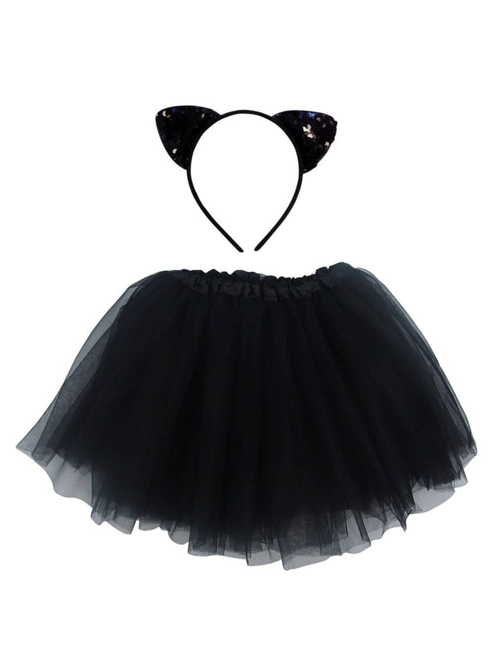 Girls Black Cat Costume - Complete Kids Costume Set with Tutu & Flip Sequin Cat Ears Headband - Sydney So Sweet