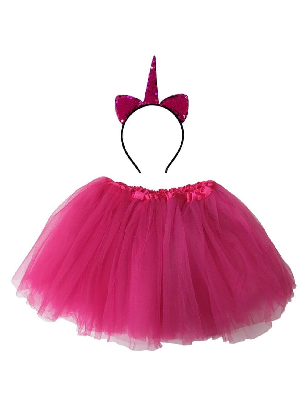 Adult Hot Pink Unicorn Costume - Tutu Skirt & Flip Sequin Headband Horn Set for Adult or Plus Size - Sydney So Sweet
