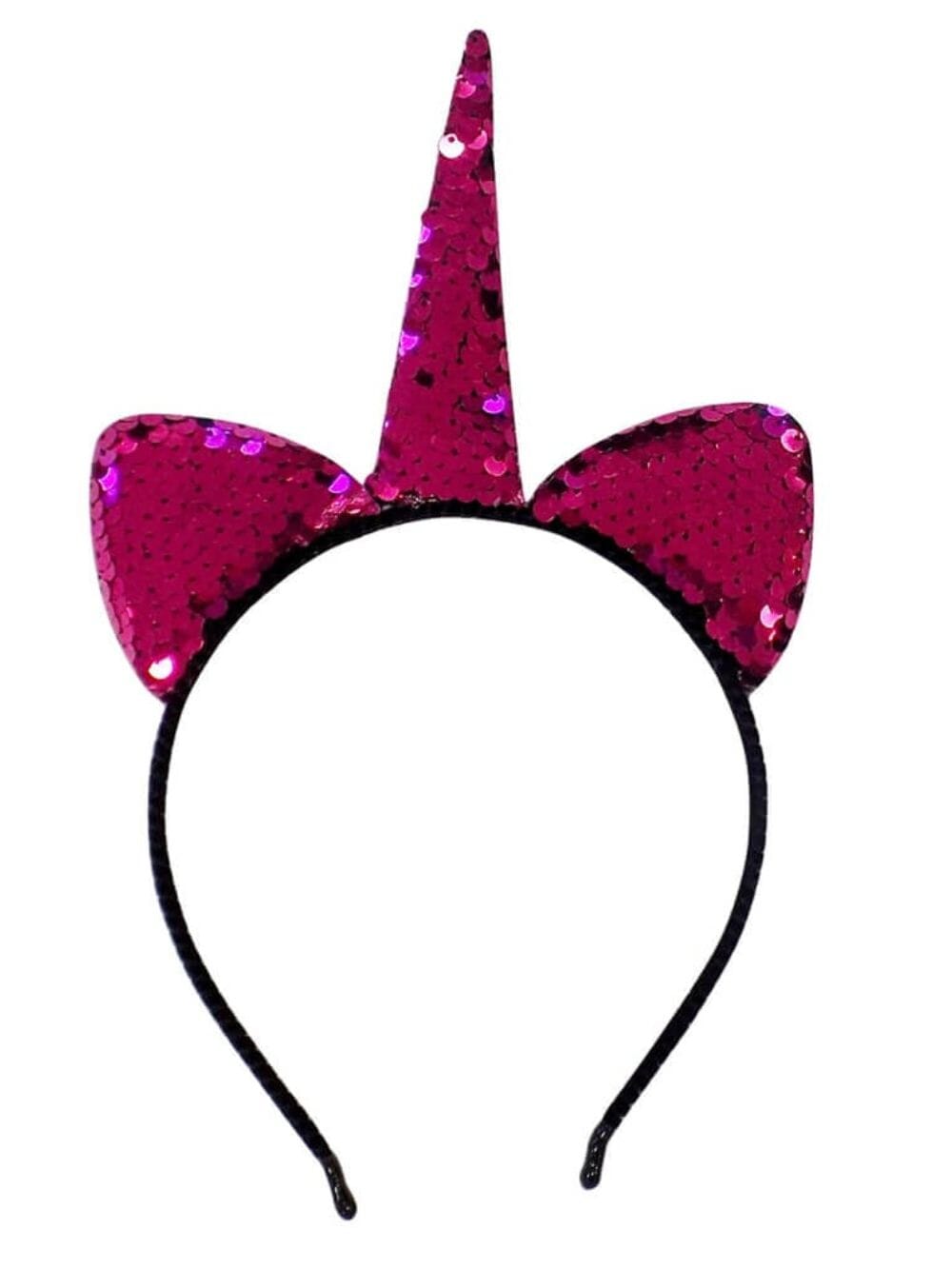 Flip Sequin Hot Pink Unicorn Girls Headband Ears, Kid or Adult Size Costume Accessories - Sydney So Sweet