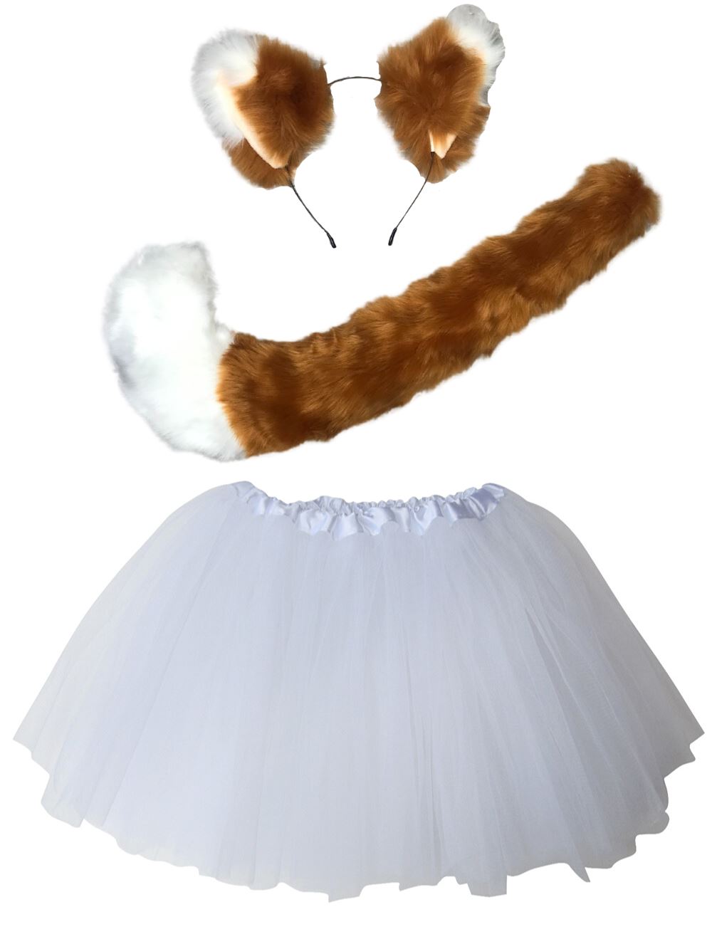 Adult Orange Fox Costume - Tutu Skirt, Headband, & Tail Set for Adult or Plus Size - Sydney So Sweet