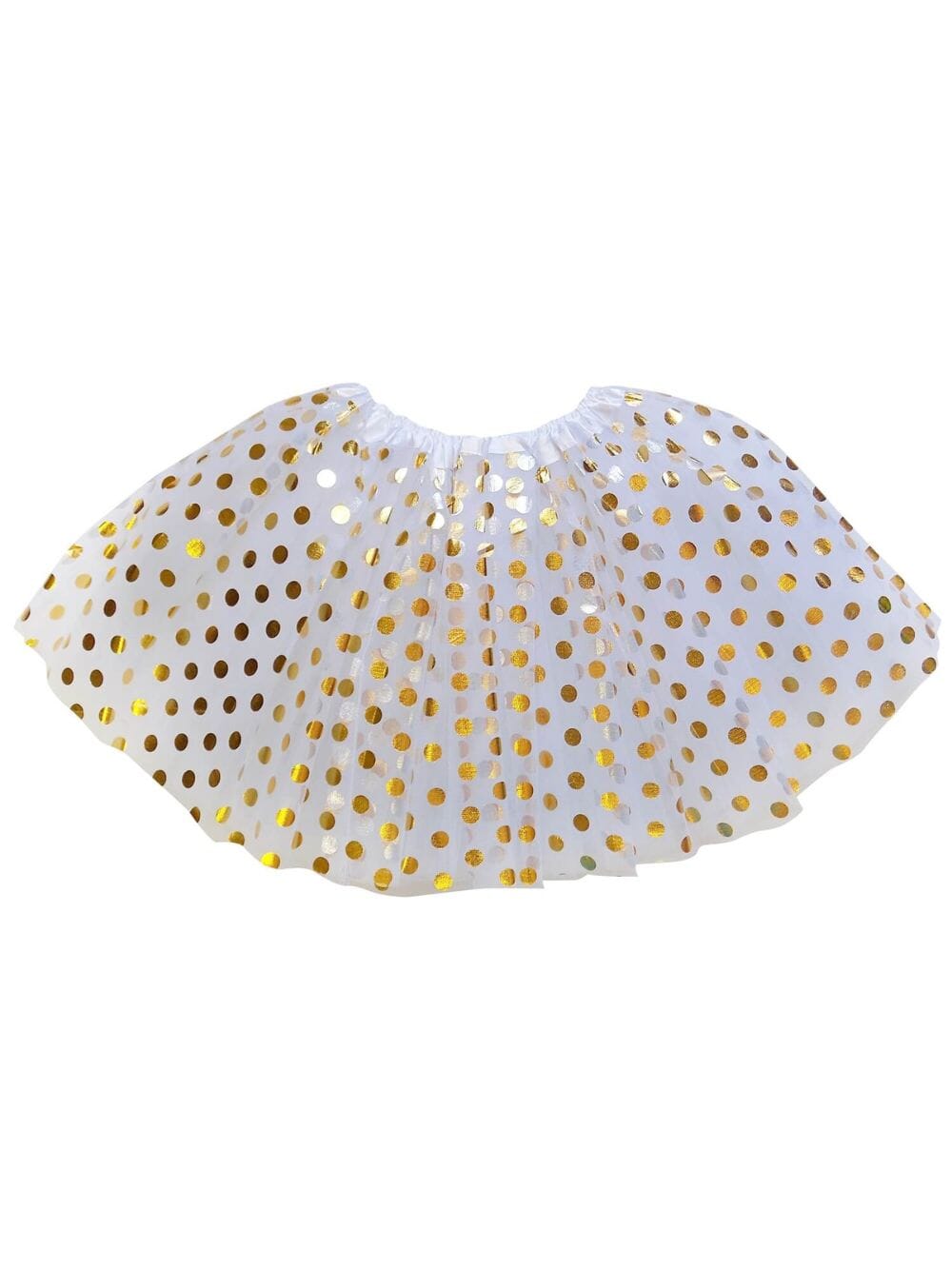 White & Gold Polka Dot Tutu Skirt – Costume Tulle Skirt for Girls, Women & Plus Sizes - Sydney So Sweet