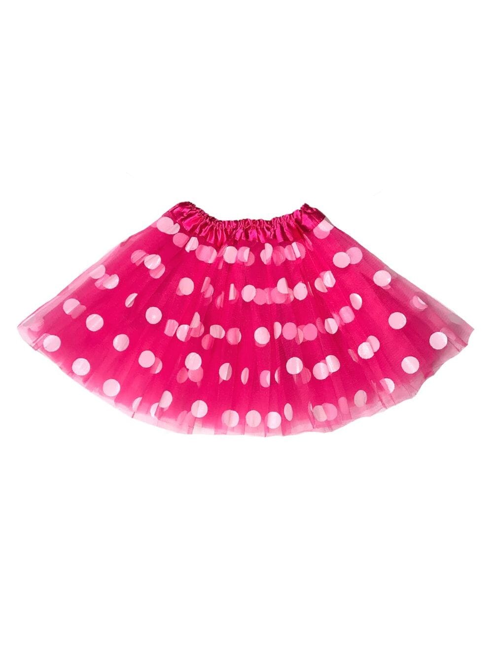 Neon Pink & White Polka Dot Tutu Skirt – 3 Layer Tulle Skirt for Kids & Adults – Costume, Dance, Dress-Up - Sydney So Sweet
