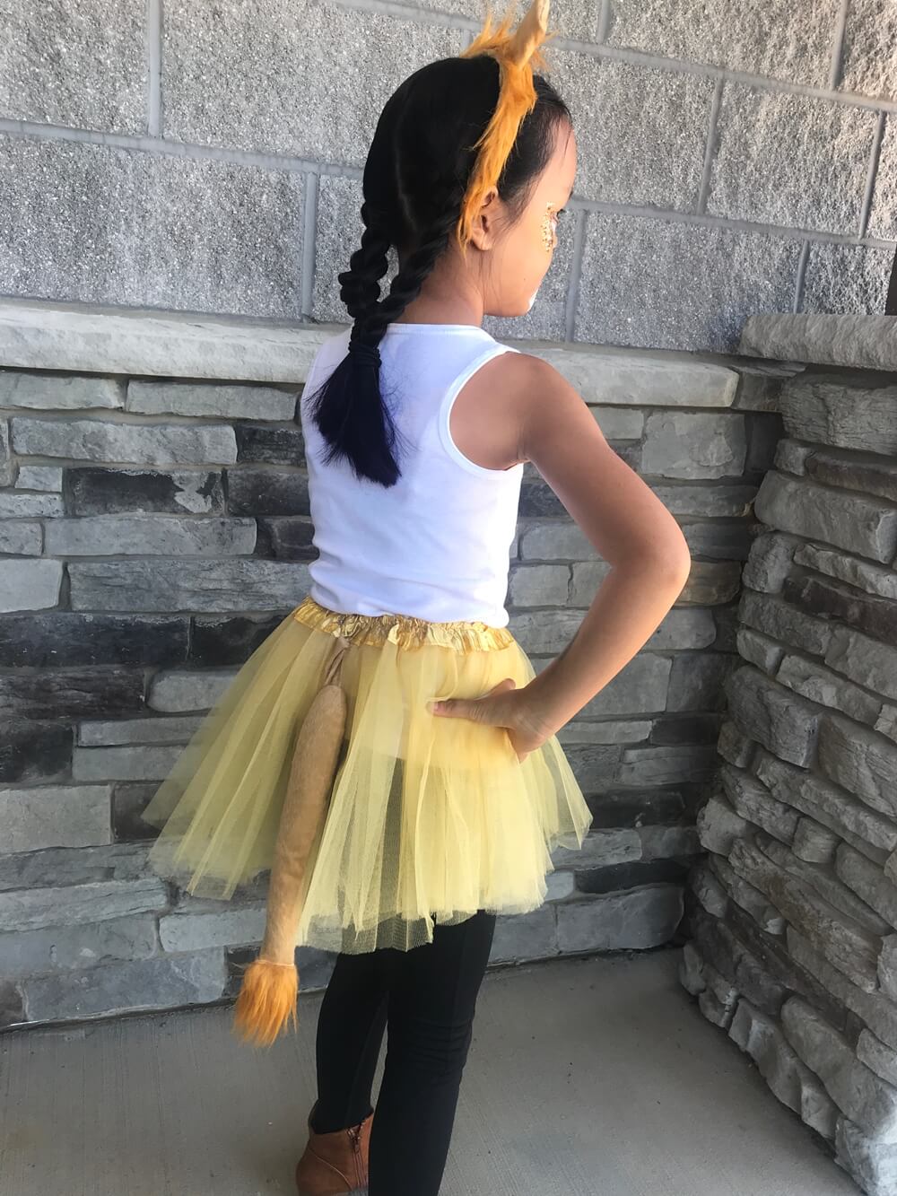 Girls Gold Lion Tutu Skirt Costume - Complete Kids Costume with Tutu, Tail, & Ears - Sydney So Sweet