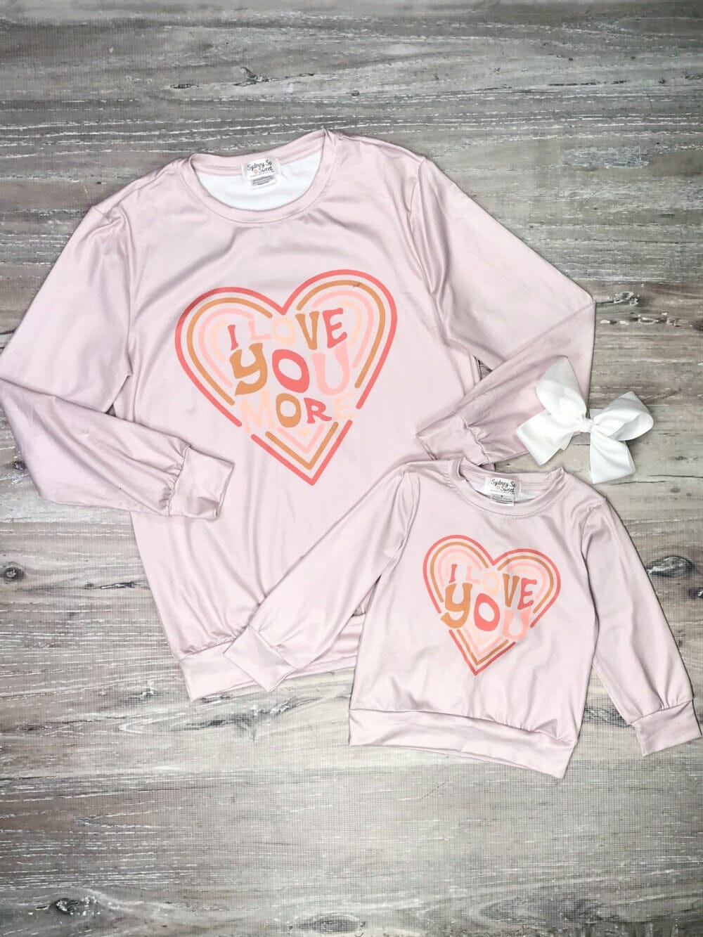 Mommy and Me - Love You More Pink Heart Matching Tops - Sydney So Sweet