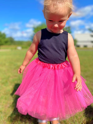 Neon Pink Tutu Skirt - Kids Size 3-Layer Tulle Basic Ballet Dance Costume Tutus for Girls - Sydney So Sweet