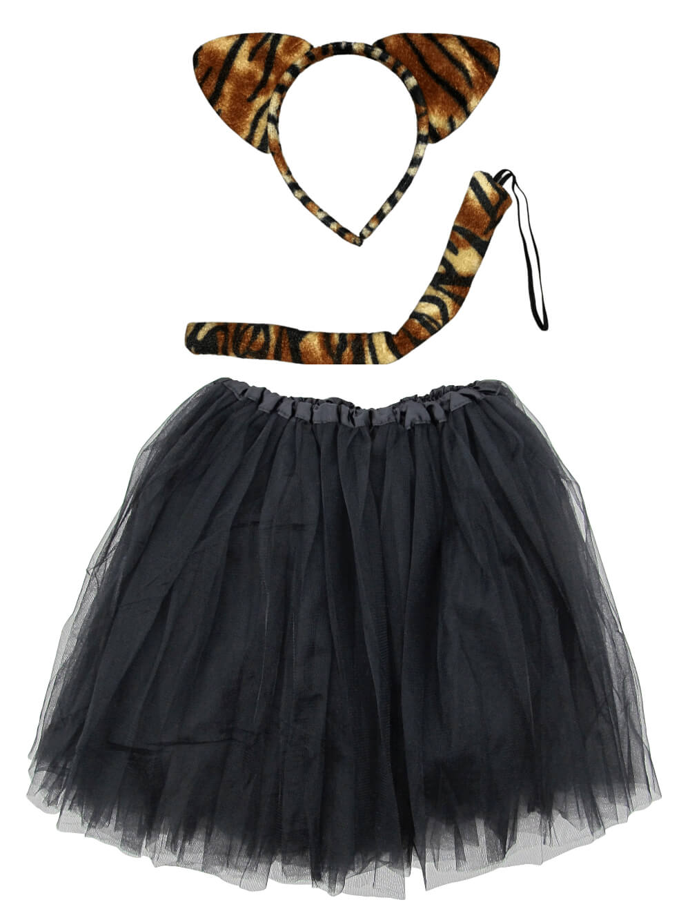 Adult Tiger Costume - Black Tutu Skirt, Tail, & Headband Set for Adult or Plus Size - Sydney So Sweet