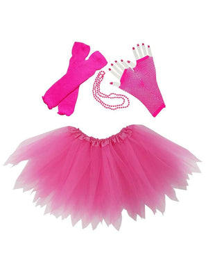 80s Costume in Neon Hot Pink - 4 Piece Pixie Tutu Set for Girls, Adult, & Plus Sizes - Sydney So Sweet