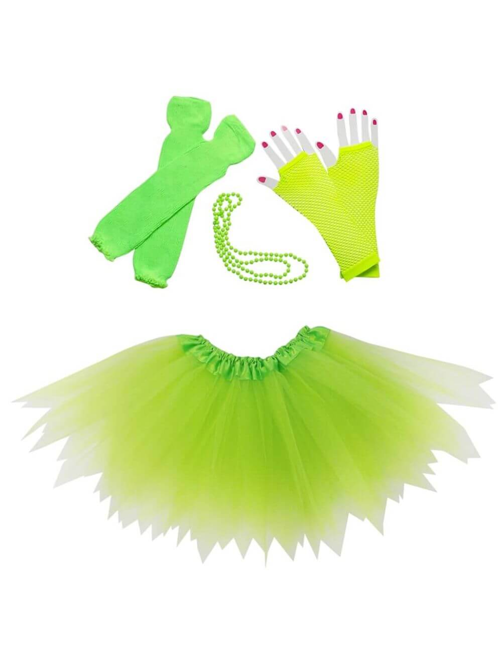 80s Costume in Neon Lime Green - 4 Piece Pixie Tutu Set for Girls, Adult, & Plus Sizes - Sydney So Sweet