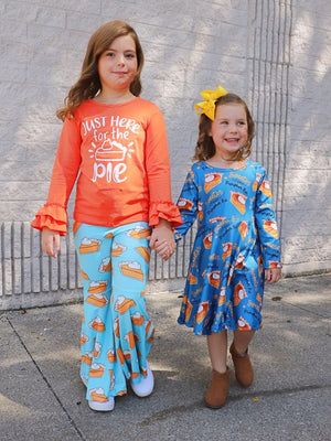 Just Here For The Pie Orange & Blue Bell Bottom Girls Outfit - Sydney So Sweet