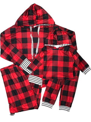 Mommy and Me - Buffalo Plaid Hooded Matching Lounge Sets - Sydney So Sweet