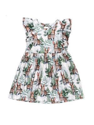 Peter Rabbit Green Ivy Flutter Short Sleeve Girls Spring Dress - Sydney So Sweet