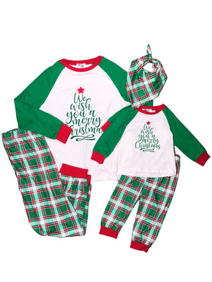 We Wish You A Merry Christmas Tartan Plaid Matching Family Pajamas + Dog Bandana - Sydney So Sweet