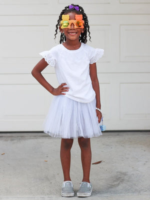 White Tutu Skirt - Kids Size 3-Layer Tulle Basic Ballet Dance Costume Tutus for Girls - Sydney So Sweet