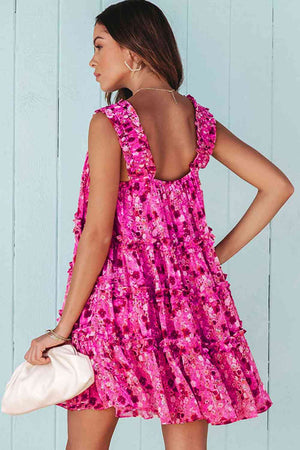 Pink Floral Square Neck Sleeveless Mini Dress - Sydney So Sweet