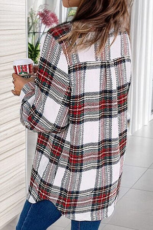 Plaid Pocketed Button Up Jacket - Sydney So Sweet