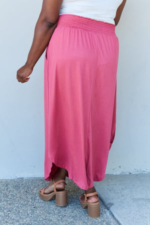 Comfort Princess Full Size High Waist Scoop Hem Maxi Skirt in Hot Pink - Sydney So Sweet