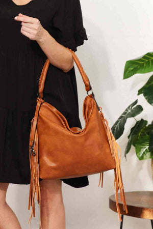 PU Leather Fringe Detail Shoulder Bag - Sydney So Sweet