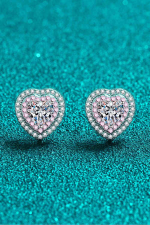 Moissanite Heart-Shaped Stud Earrings - Sydney So Sweet