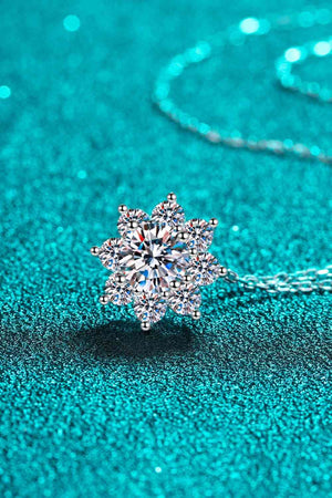 1 Carat Moissanite Floral-Shaped or Snowflake Pendant Necklace - Sydney So Sweet