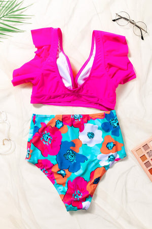 Cropped Swim Top and Floral Bottoms Set - Sydney So Sweet