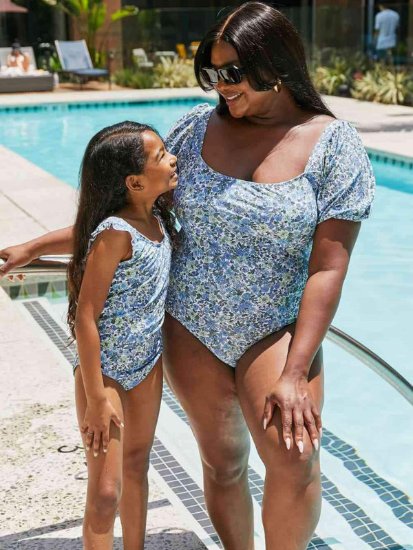 Plus Size Printed Sleeveless Swim Romper