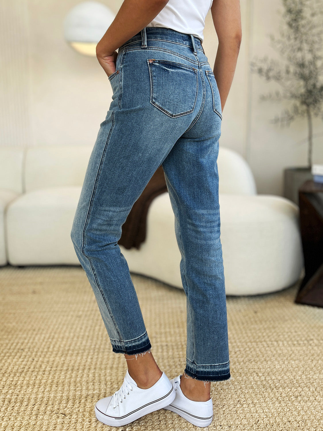 Judy Blue Full Size Mid Rise Rigid Magic Release Hem Jeans - Sydney So Sweet