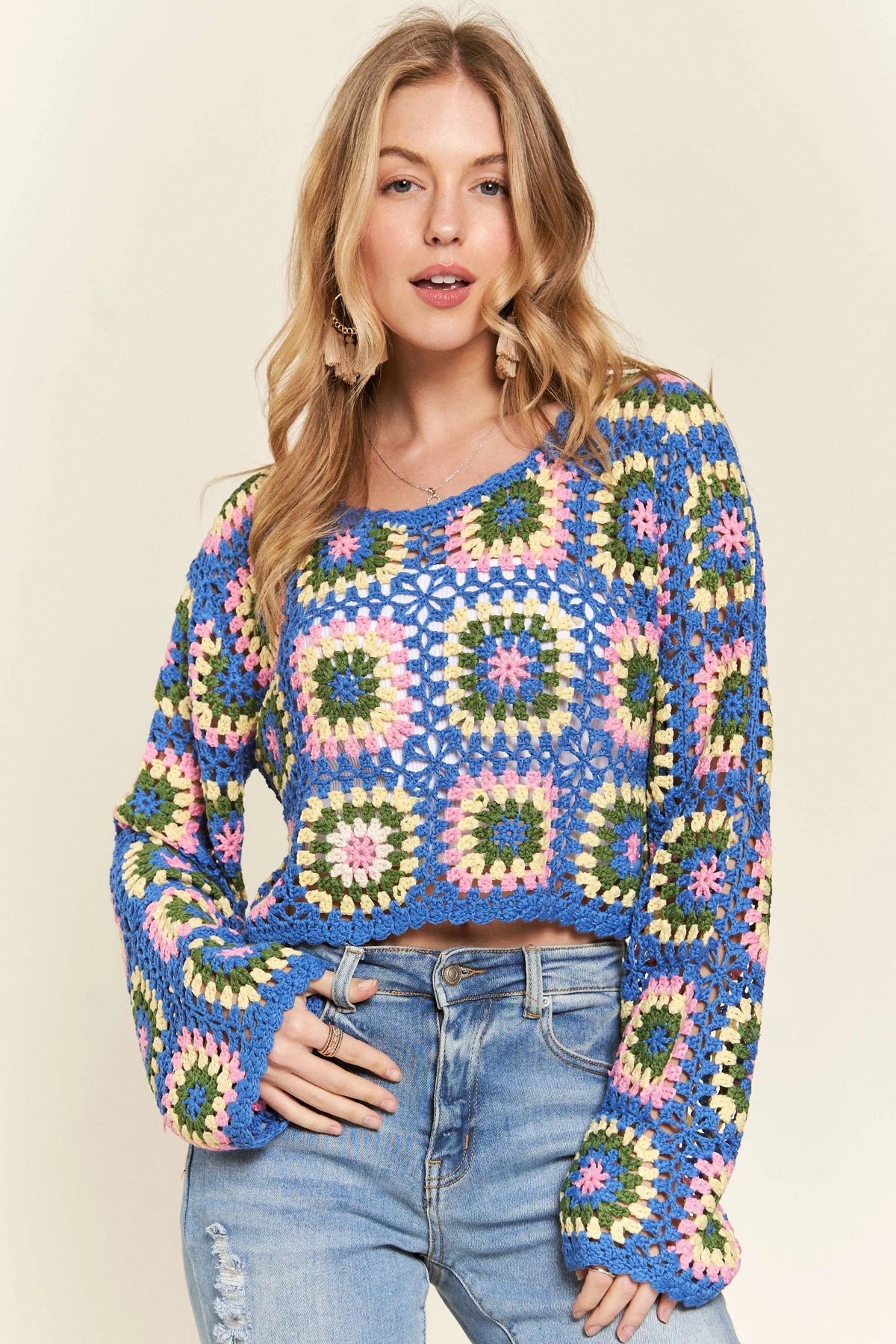 ADORA Multicolor Crochet Crop Top - Sydney So Sweet
