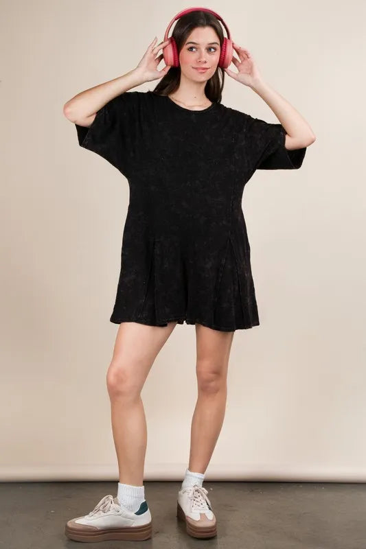 VERY J Mineral Washed Oversized Knit Comfy Romper - Sydney So Sweet