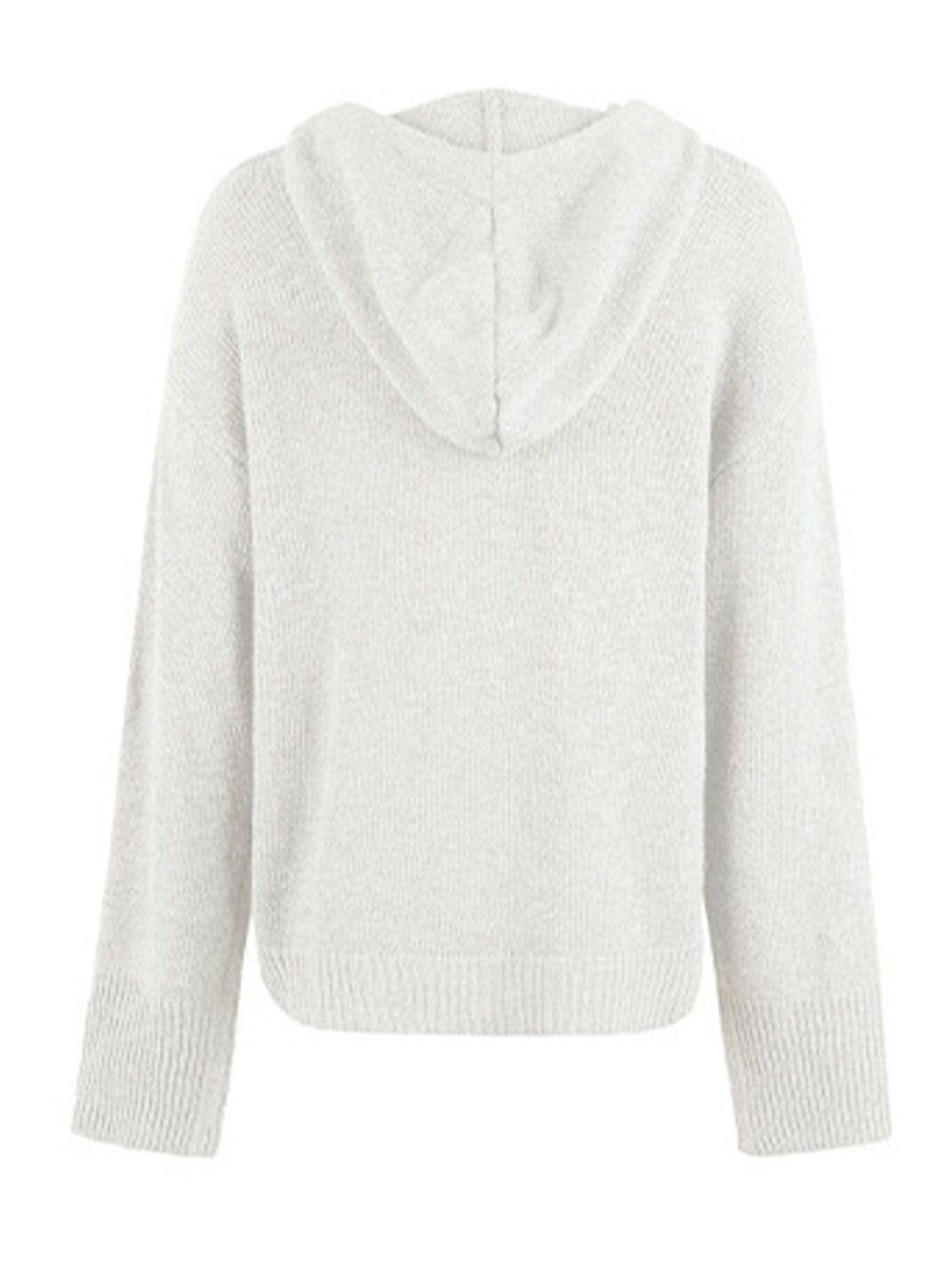 Drawstring Button Up Hooded Cardigan - Sydney So Sweet