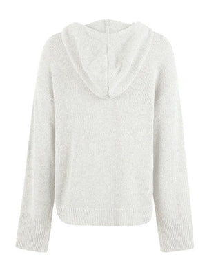 Drawstring Button Up Hooded Cardigan - Sydney So Sweet