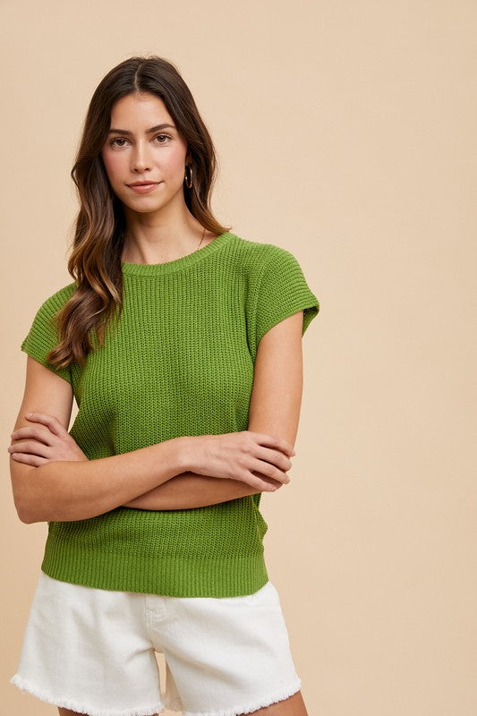 Annie Wear Round Neck Short Sleeve Sweater - Sydney So Sweet