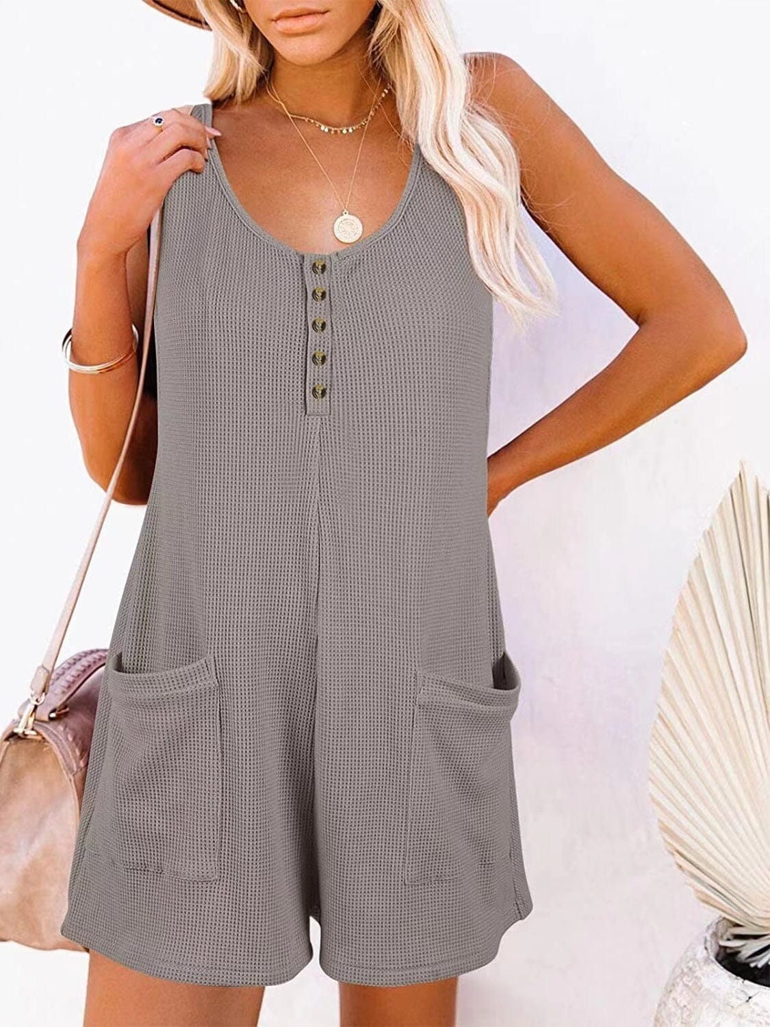 Full Size Pocketed Scoop Neck Sleeveless Romper - Sydney So Sweet