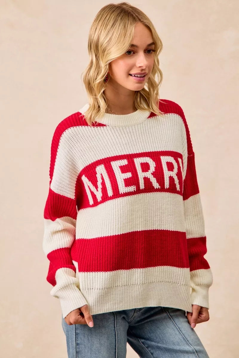 BiBi Christmas Merry Lettering Sweater - Sydney So Sweet
