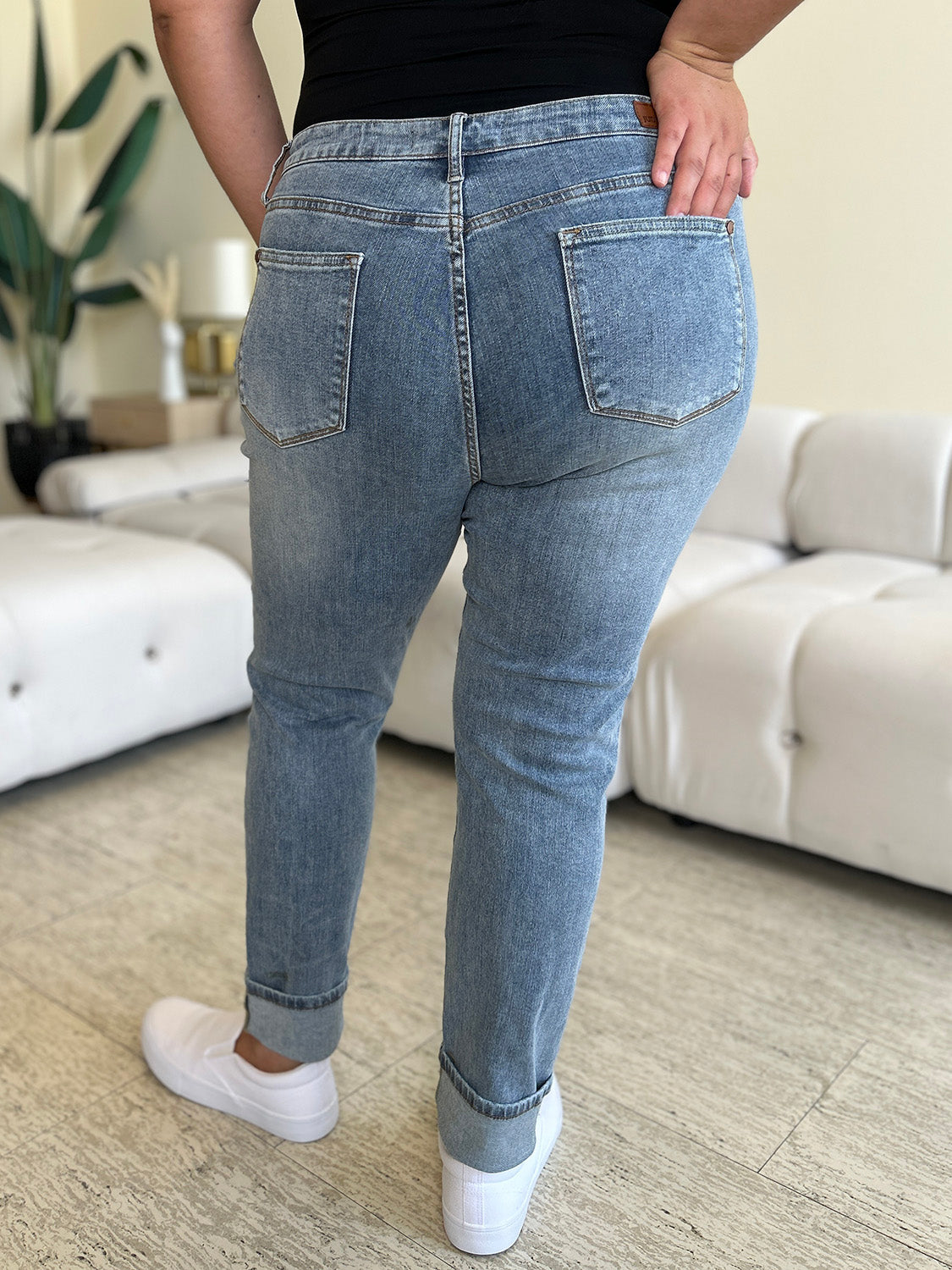 Judy Blue Full Size High Waist Cuff Hem Skinny Jeans - Sydney So Sweet