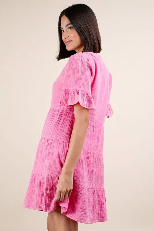 VERY J Plus Size Mineral Washed Woven Mini Dress - Sydney So Sweet