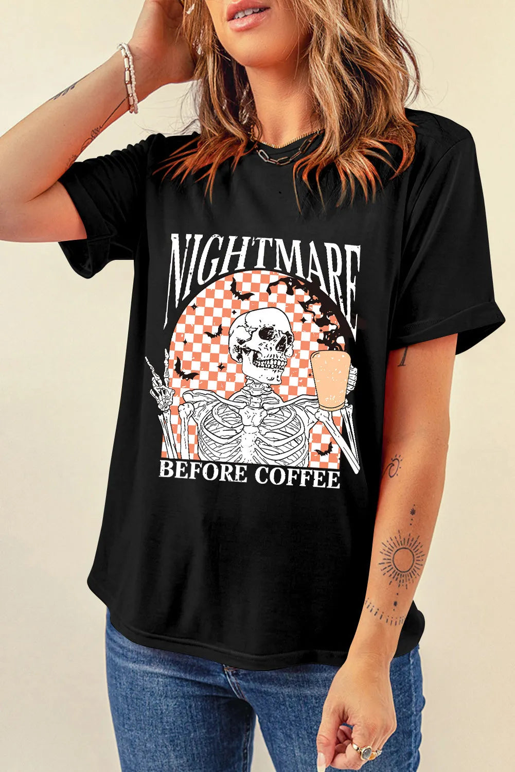 Nightmare Before Coffee Black Women's Graphic T-Shirt - Sydney So Sweet