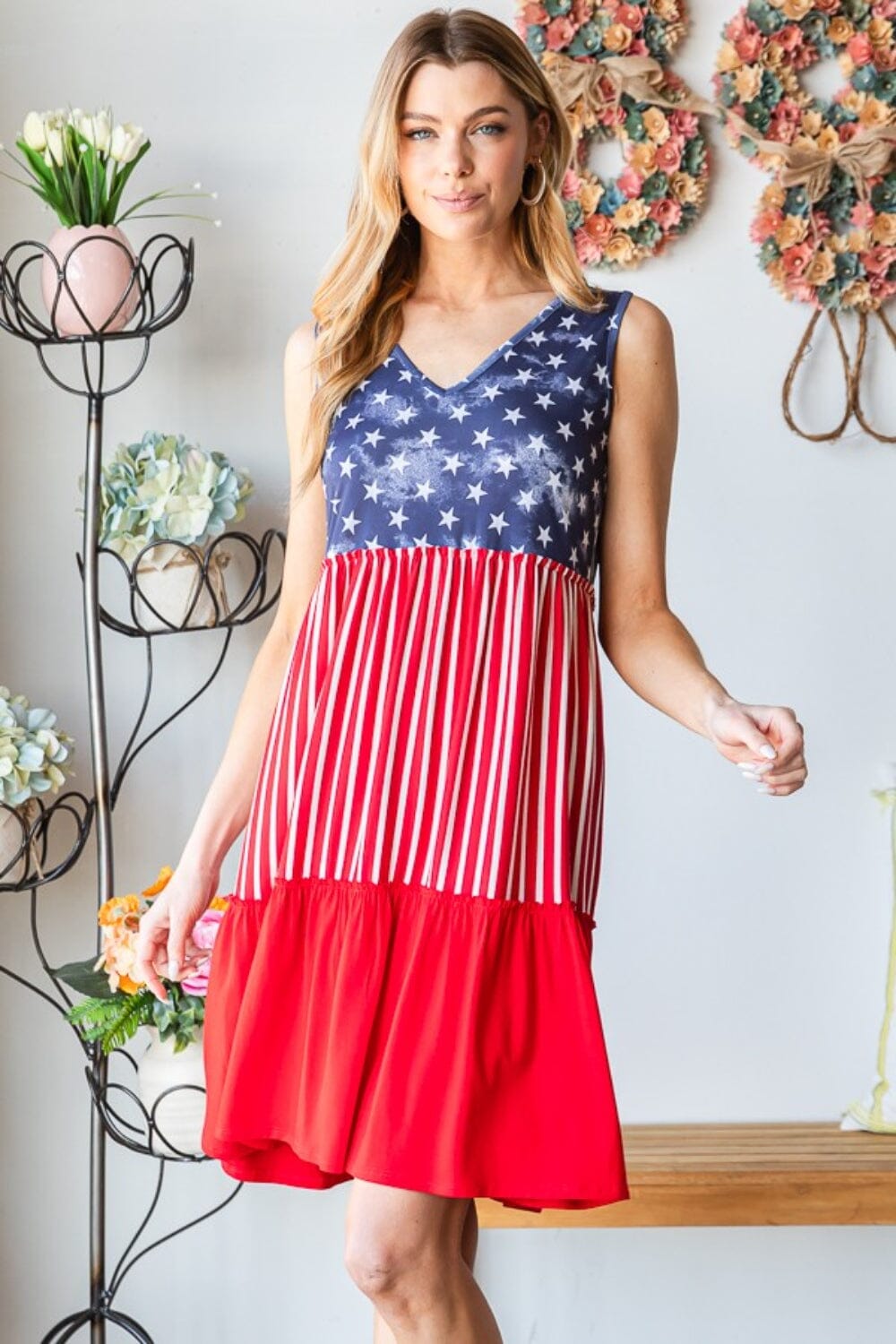 US Flag Theme Contrast Tank Dress - Sydney So Sweet